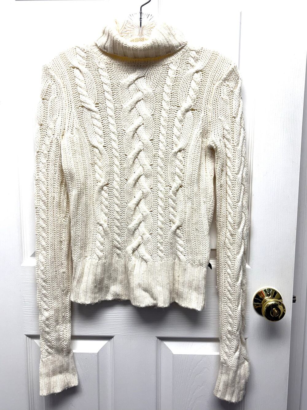Abercrombie Fitch Sweater Cable Knit Turtleneck Fisherman Chunky Academia Size M